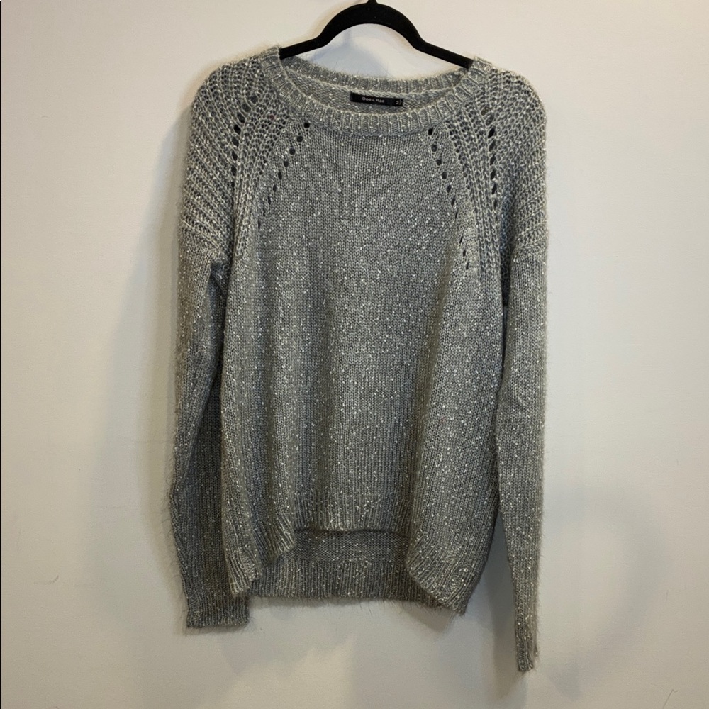For & Ray Gray Metallic Crewneck Sweater